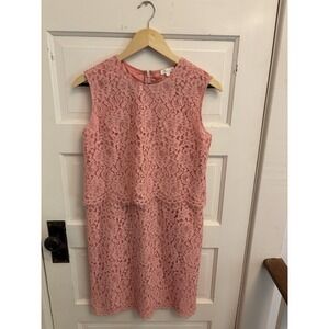 Shoshanna Women's Pink Lace Layered Sleeveless Sheath‎ Dress Size 4